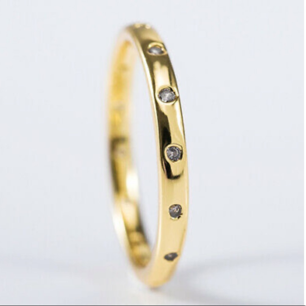 New 18k gold plated diamond band ring